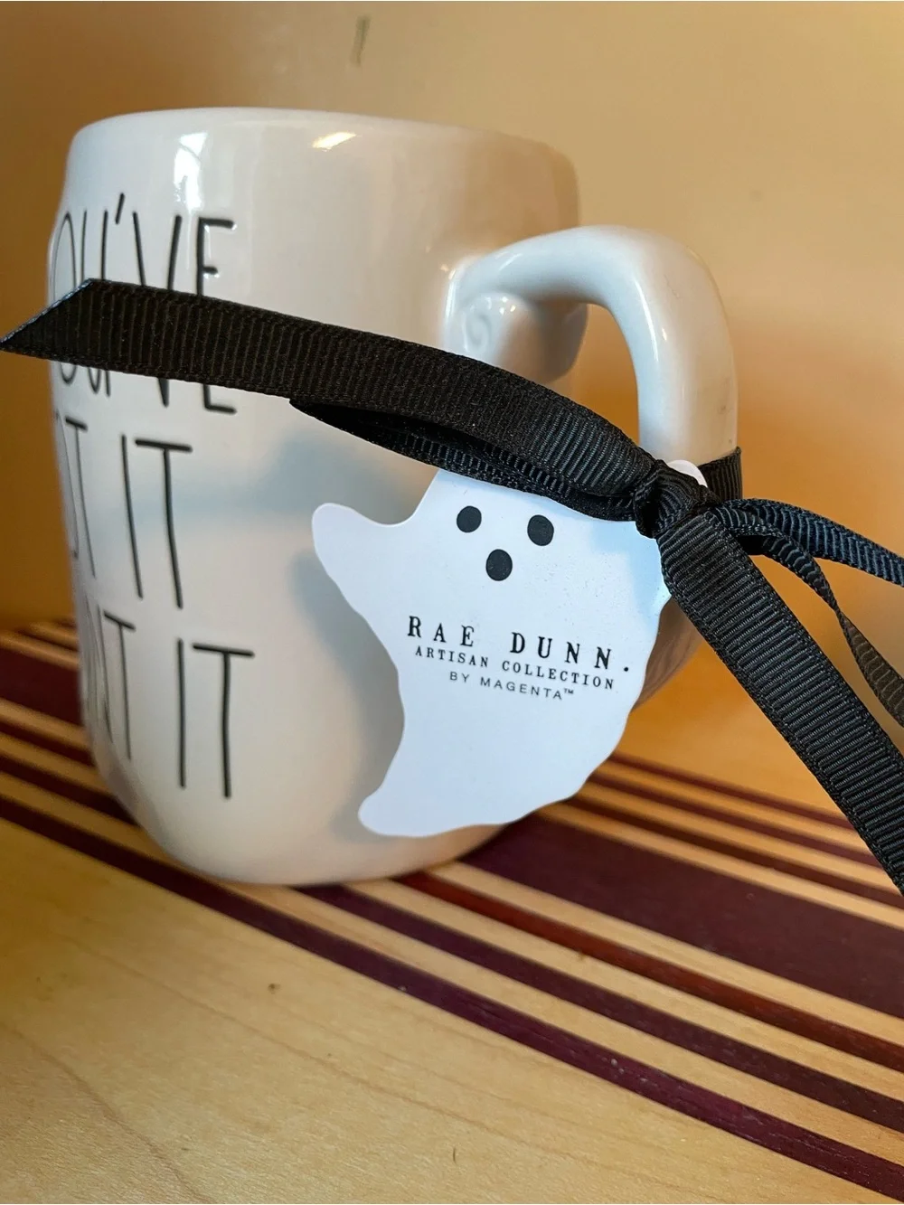 Rae Dunn White Mug with Black Lettering - 'If You've Got It Haunt It'